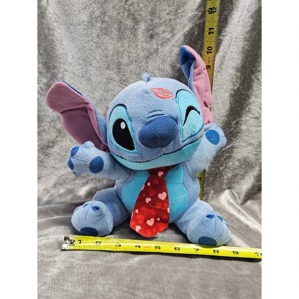 Disney Stitch Valentines Day‎ Plush Blue Alien Heart Tie Kiss Mark 10 Inch